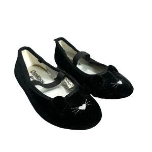 OshKosh B'Gosh 7 Mousey Black Velvet Mouse Ballet Flats Shoes Toddler Girls 7